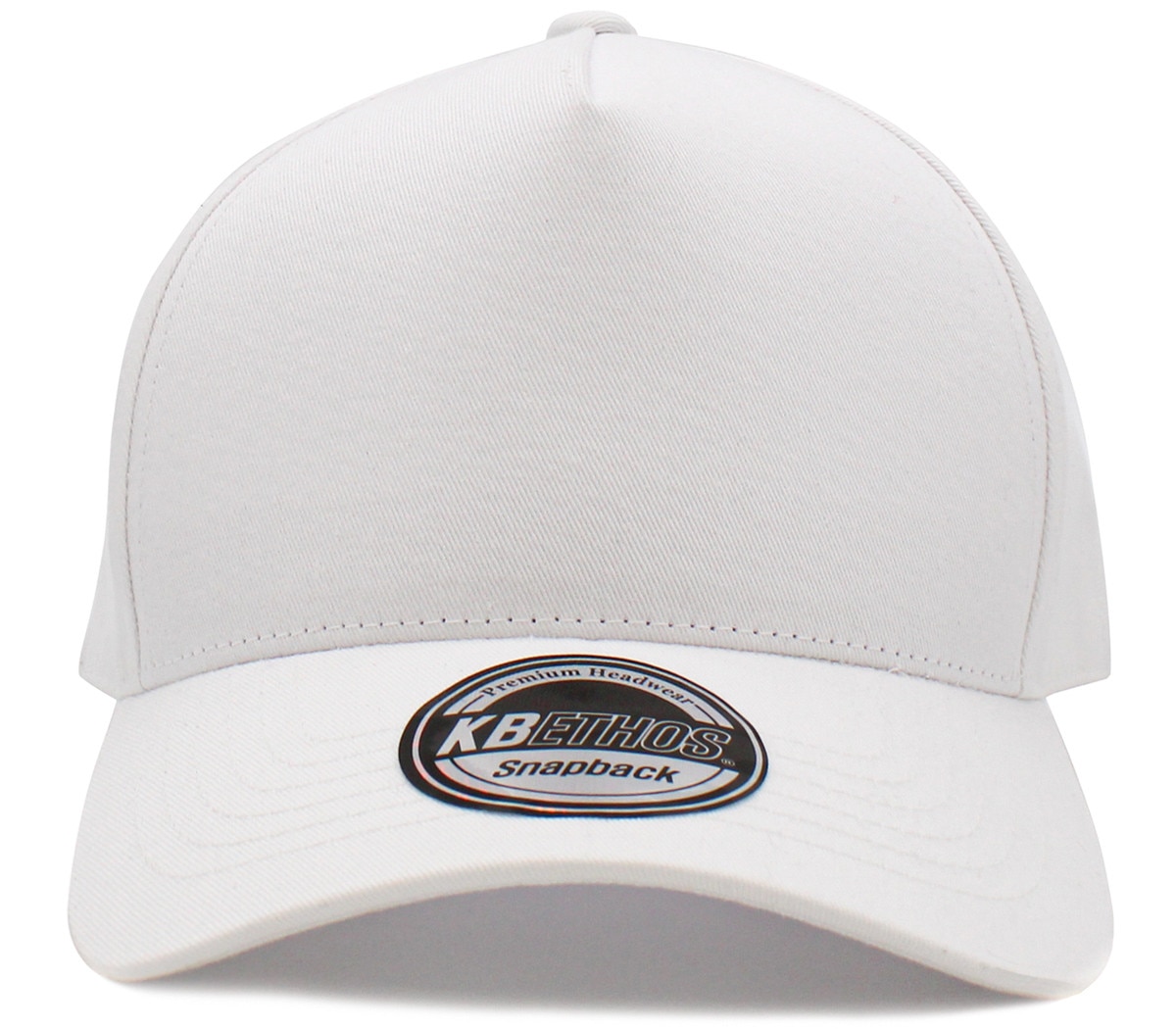 White Baseball 5 Panel Cap Front View